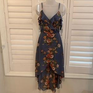 High low blue floral dress size 3